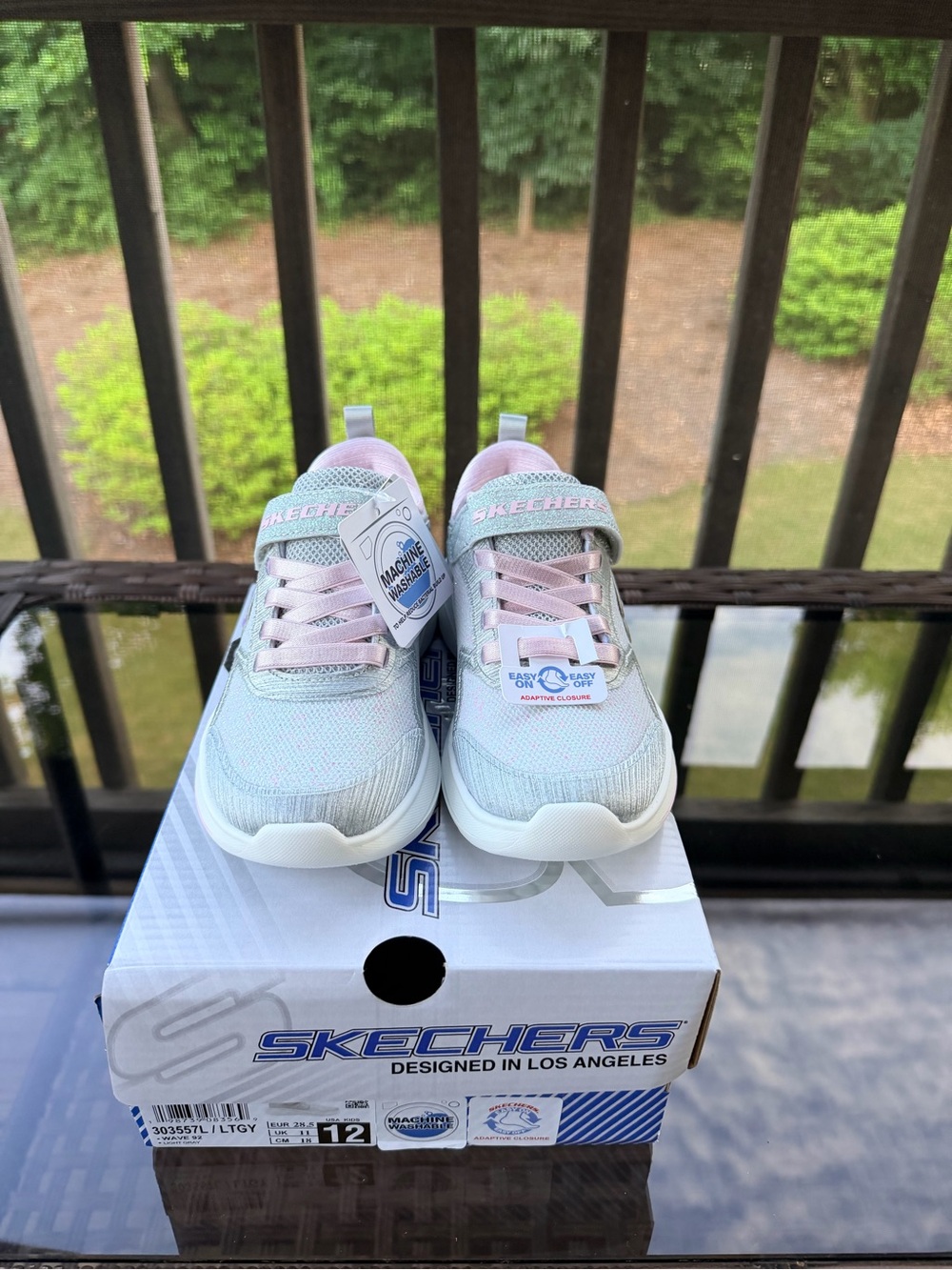 Skechers Girls' Light Pink and Silver Slip-On Athletic Sneakers Size 12 NWT - Picture 8 of 9